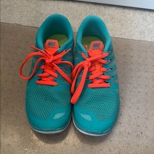 Nike Blue and Orange Sneakers Lightweight Mesh Design